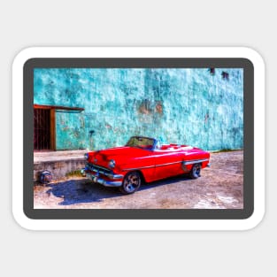 Red Car In Havana Sticker